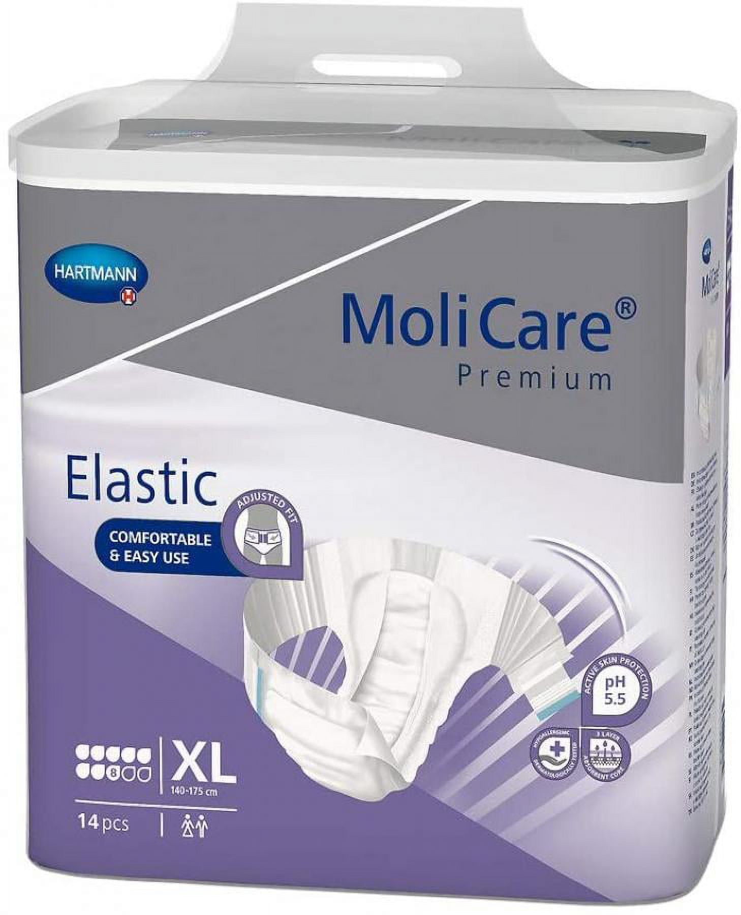 MoliCare Premium Elastic 8D Briefs, Unisex, Heavy Absorbency, X-Large, 14 Count