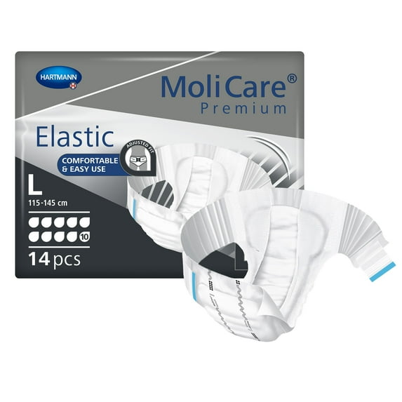 MoliCare Premium Incontinence Brief, 10D - Heavy Absorbency Adult Diaper, Unisex, Size Large, 14 Count, 4 Packs, 56 Total