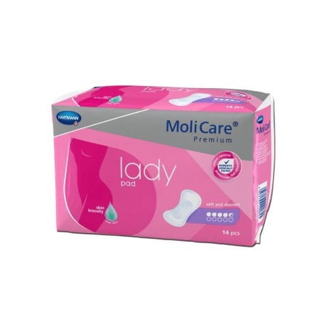 MoliCare Premium Lady Pads, Moderate Absorbency, One Size Fits Most (6.5 Inches x 16 Inches), 14 Count