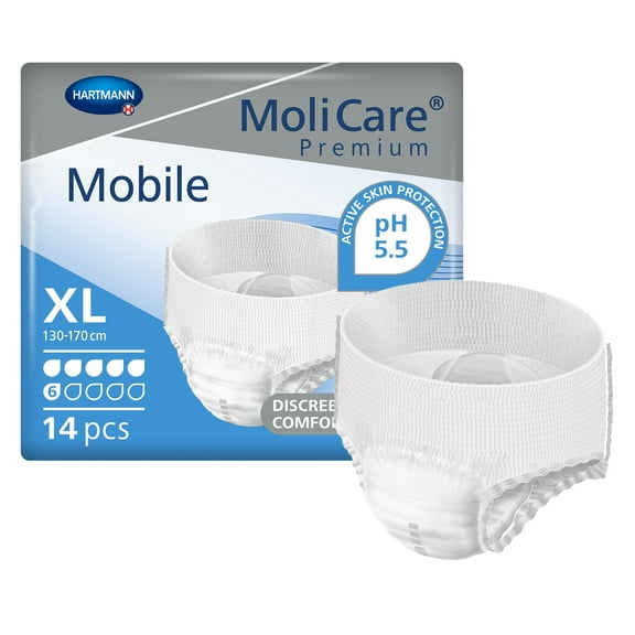 MoliCare Premium Mobile 6D Incontinence Underwear, Unisex, Moderate Absorbency - Size XL, 14 Ct