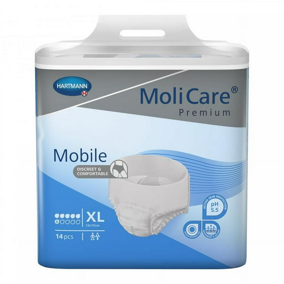 MoliCare Premium Mobile 6D Underwear, Unisex, Moderate Absorbency, X-Large, 56 Count