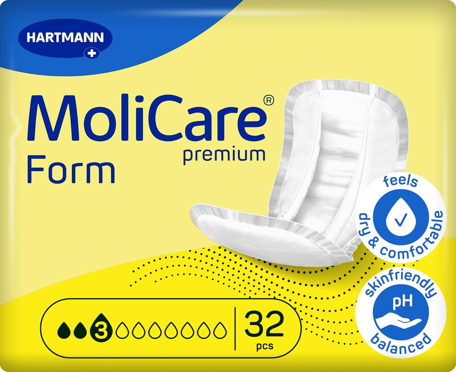 Molicare Premium Form 3 Drops for Light Incontinence Maximum Safety Extra Leak Protection and Discretion for Women and Men Premium Fixpants 32 Psc