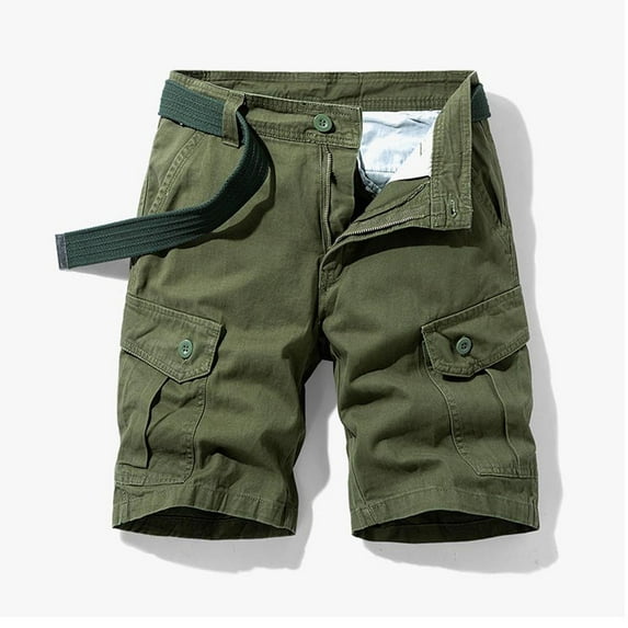 Molidfa Green Men's Shorts with Pockets Cargo Casual Solid Shorts for Men Size S
