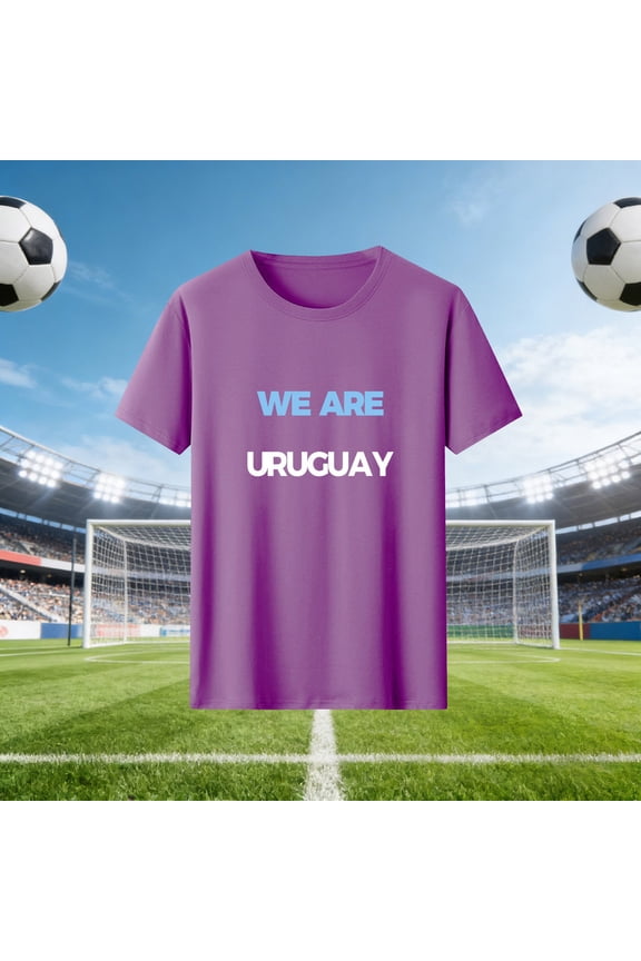 Women WE ARE URUGUAY Letter Print Short Sleeve Crew Neck Casual T-Shirt