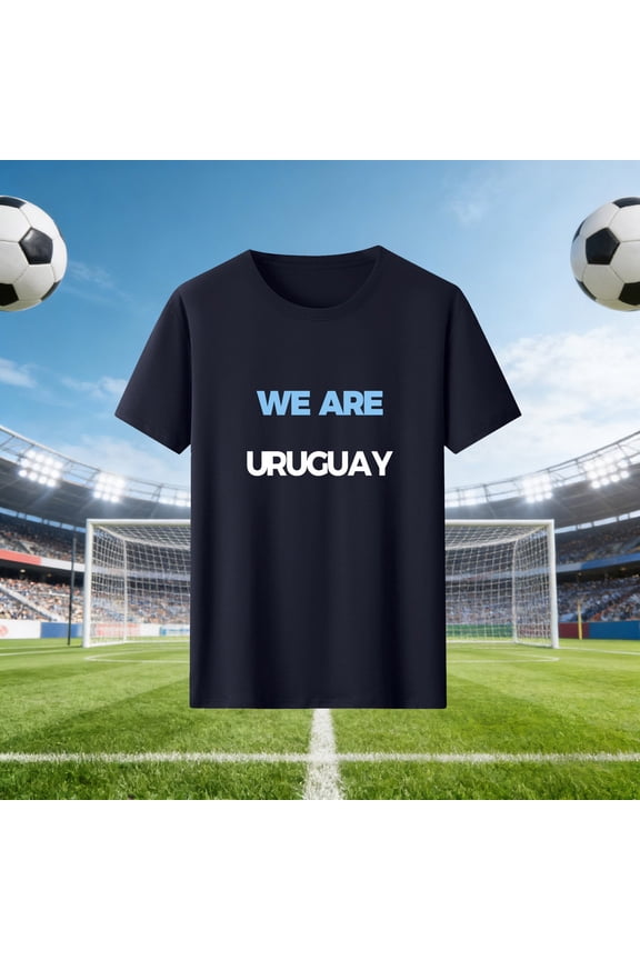 Women WE ARE URUGUAY Letter Print Short Sleeve Crew Neck Casual T-Shirt