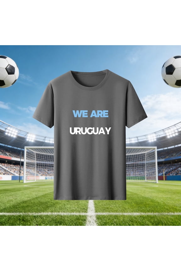 Women WE ARE URUGUAY Letter Print Short Sleeve Crew Neck Casual T-Shirt