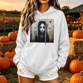 thumbnail image 1 of Molidfa Women's Ghost Girl Hoodie Spooky Bat Graphic Oversized Halloween Pullover Sweatshirt, 1 of 5