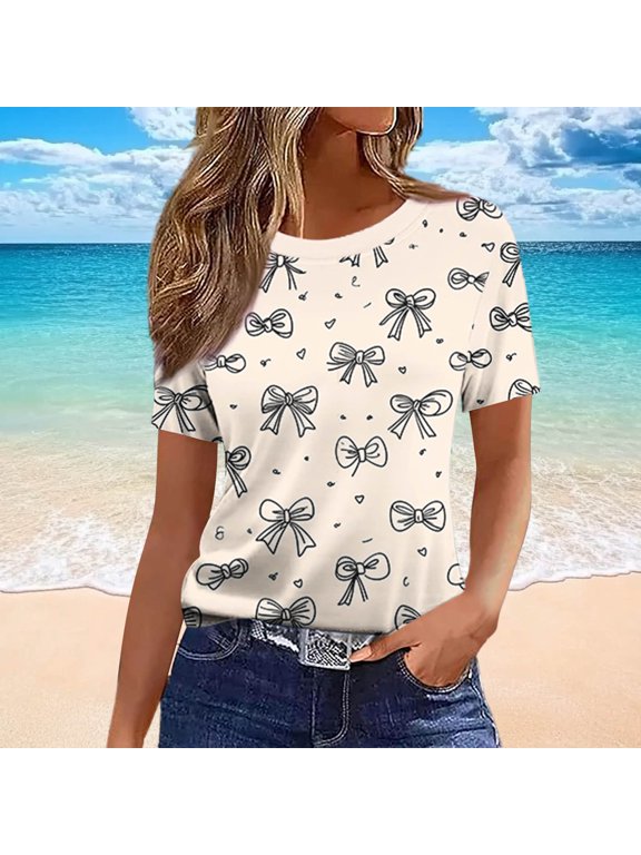 Women's Paint Drip Graphic Tee Crew Neck Short Sleeve Regular Fit Casual Lightweight Summer Top