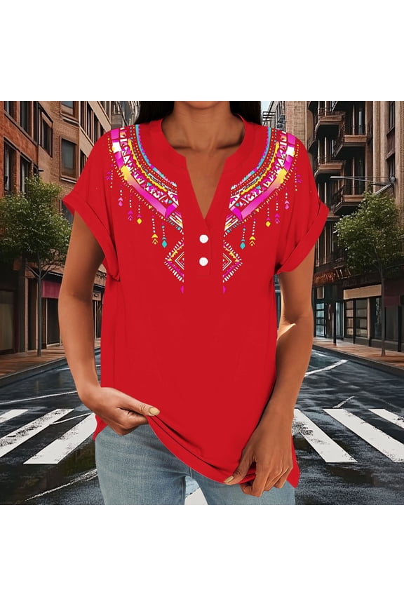 Women's Short Sleeve Flutter V-Neck Tee Floral Classic Fit Short Sleeve Drop Shoulder Casual Collarless Ruched Pull-On
