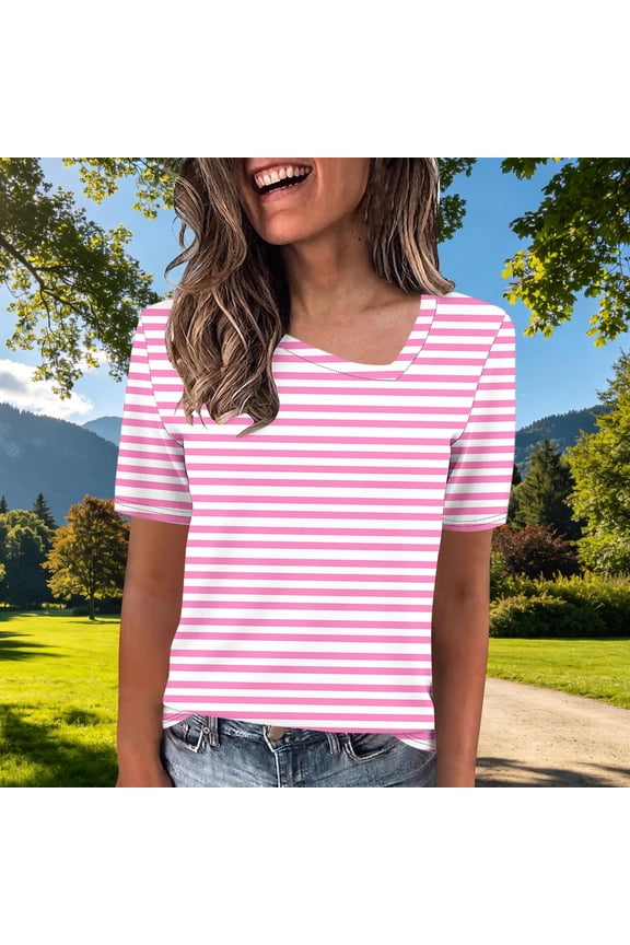 Women's Short Sleeve Tee V-Neck Classic Fit Short Sleeve Solid Flutter Regular Pull-On Officewear Stretchable Collarless