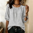 thumbnail image 1 of Molidfa Women's Top Casual Crew Neck Pullover Regular 3/4 Sleeve Stretchable Drop Shoulder Boho Tops Solid, 1 of 5
