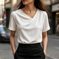 thumbnail image 1 of Molidfa Women's Top Stretchable Crew Neck Regular Pullover Casual Short Sleeve Drop Shoulder Casual Set-In Tops, 1 of 5