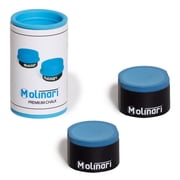 Molinari Billiard Pool Cue Chalk 2-Pack   Professional High-Silica Chalk with 2 Protective Caps/Holders   Maximum Grip & Control for Pool, Carom and Snooker