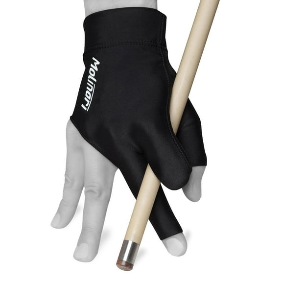 Molinari Billiard Pool Cue Glove - for Right Hand (Left-Handed Player), Large, Black