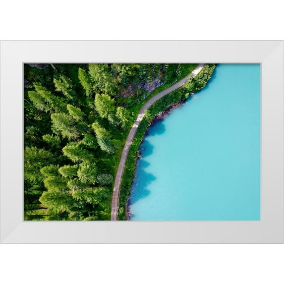 Molinari, Michele 32x23 White Modern Wood Framed Museum Art Print Titled - Italy-Stelvio National Park-Val Martello (Martello Valley) artificial lake