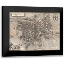 Giuseppe Molini 14x12 Black Modern Wood Framed Wall Art Titled - Pianta della Citta di Firenze, 1847