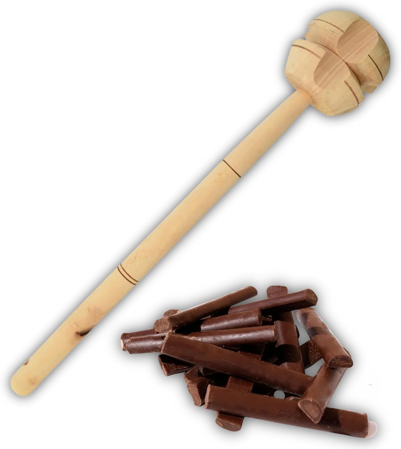 Molinillo en madera - Batidor de Madera Hecho a Mano para Espumar - Batidos, Chocolate - Handmade Wooden Whisk Frother - Milkshakes, Chocolate - Imported from Colombia