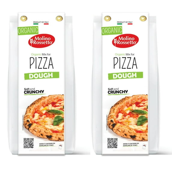 Molino Rossetto Organic Pizza Dough Mix - Gourmet Crust Mix for a Perfect Homemade Pizza - Also Good For Breadsticks, Flatbread, or Calzones 17.6 oz (500 g) - (Pack of 2)