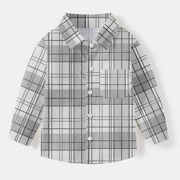 Molinyidia Boys' Long Sleeve Shirt 6M-8Y Collar Button Down Plaid Dress Shirts for Boys Kid Lapel Thin School formal Plaid Shirts Kids Casual Holiday Spring Fall Tops Daily
