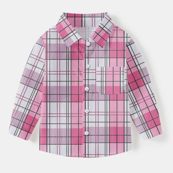 Molinyidia Boys' Long Sleeve Shirt 6M-8Y Collar Button Down Plaid Dress Shirts for Boys Kid Lapel Thin School formal Plaid Shirts Kids Casual Holiday Spring Fall Tops