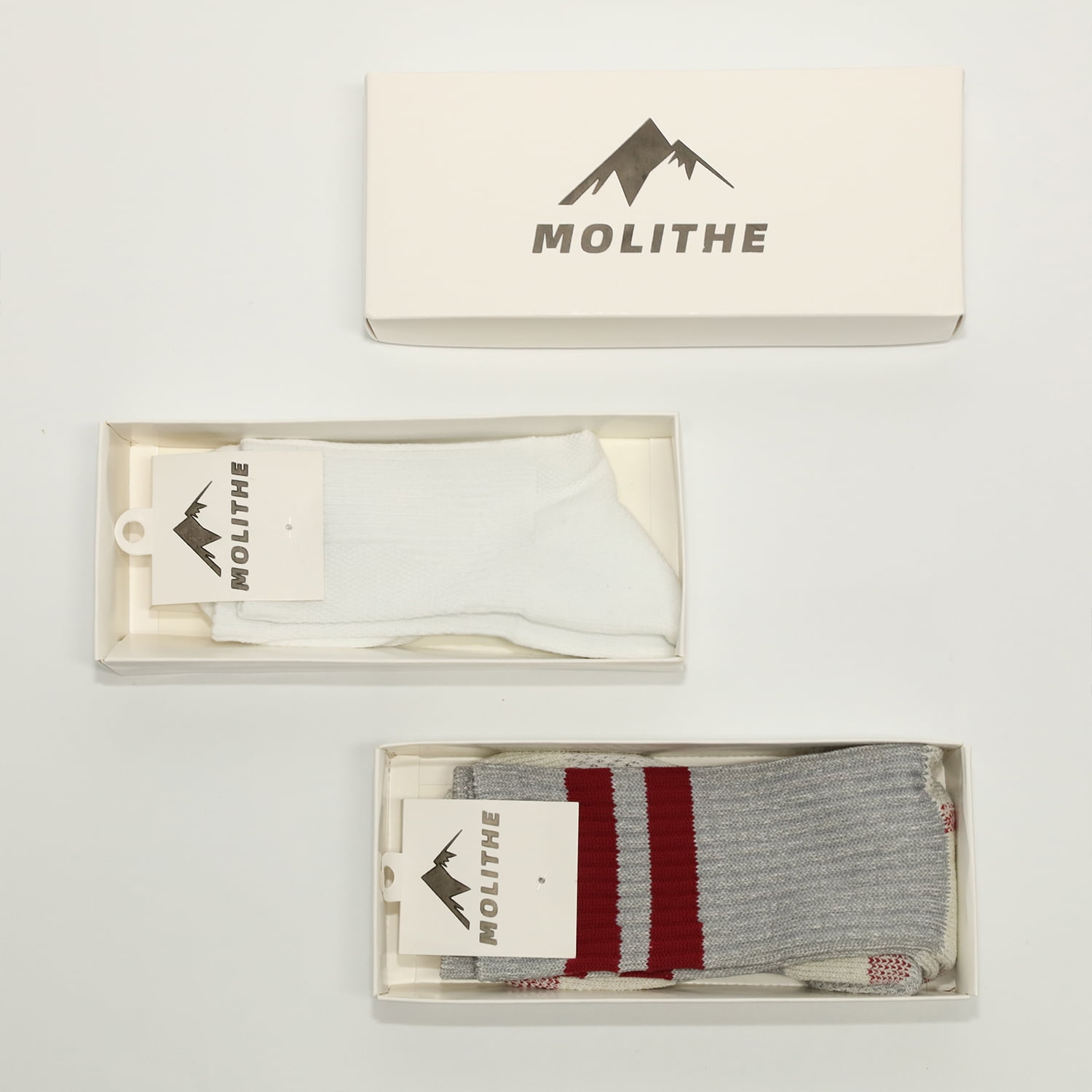 Molithe 2 Pairs Unisex Cushion Crew Socks Work Athletic Running Socks ...