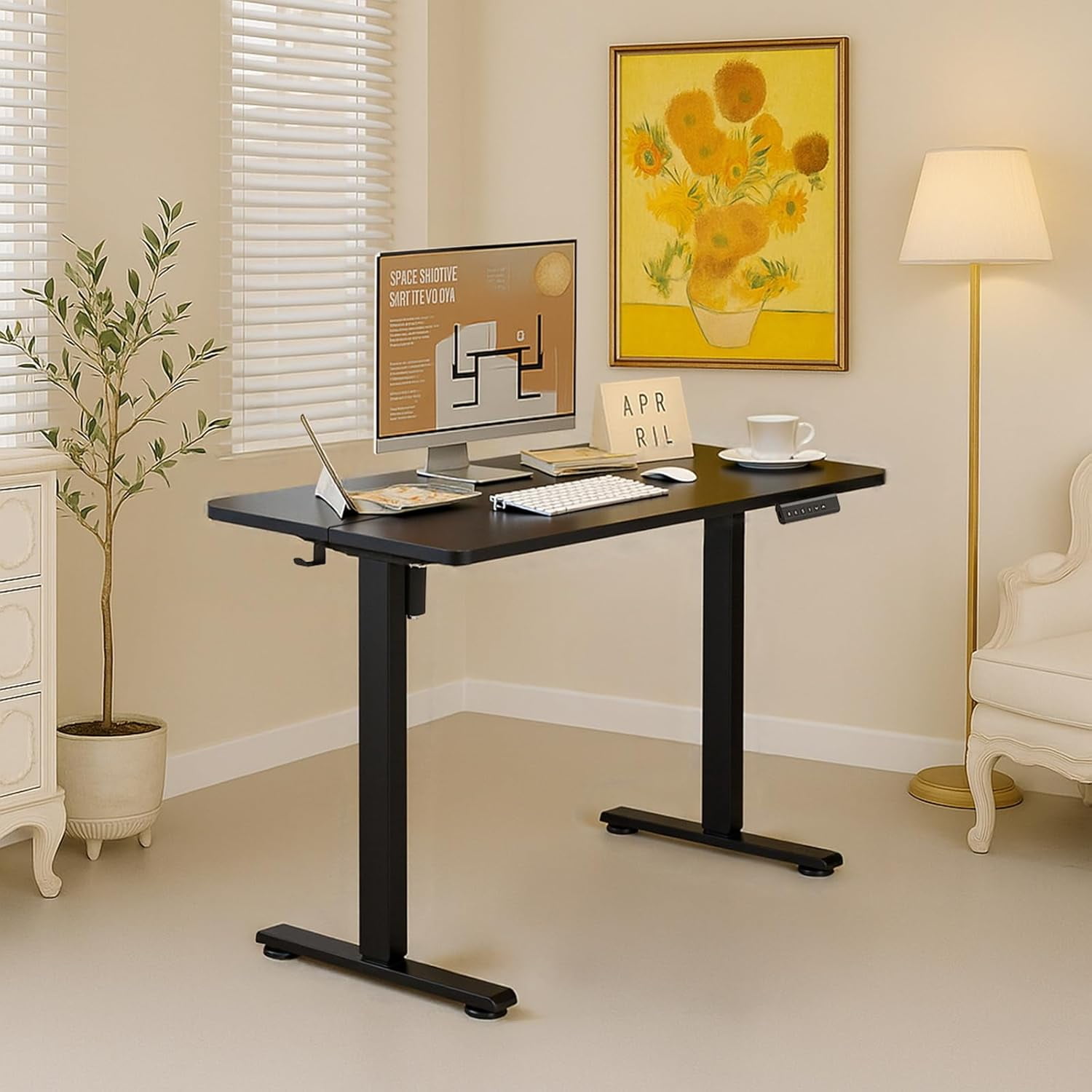Molivia 40 Inch Small Black Electric Standing Computer Desk - Modern ...