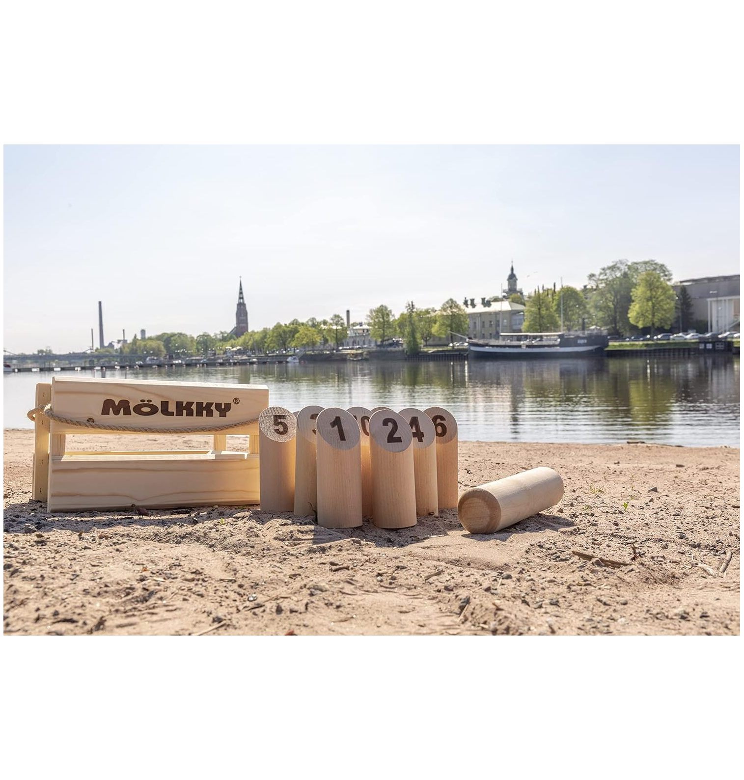 Molkky Wooden Pin & Skittles Game Outdoor Fun For Beach Park