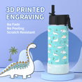 thumbnail image 1 of Mollcity 16oz Stainless Steel Insulated Flask w/Straw & Leak-Proof Lid | 3D Print Design | Durable Coating | School/Sports/Outdoor (Dinosaur Blue), 1 of 7