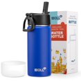 thumbnail image 1 of Mollcity 16oz Stainless Steel Water Bottle with Straw - Sleek Leakproof Tumbler for Travel, Gym & Work, Trendy Modern Design (Navy), 1 of 10