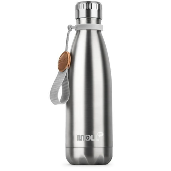 Mollcity 17 oz Stainless Steel Water Bottle-Insulated Water Bottle-Sports Water Bottle for School Double Walled Vacuum Cola Shape-Leak Proof Sport Water Bottle(SS)