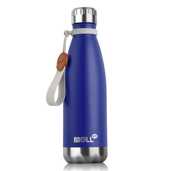 Mollcity 17 oz Stainless Steel Water Bottles-Insulated Water Bottle-Sports Water Bottle for School Double Walled Vacuum Cola Shape-Leak Proof Sport Water Bottle(Navy)