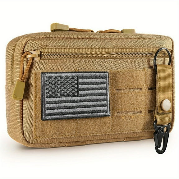 Molle Horizontal EDC Tool Bag with USA Flag Patch - Modular Hunting Gear