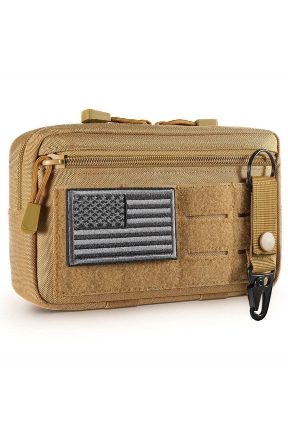 Molle Horizontal EDC Tool Bag with USA Flag Patch - Modular Hunting Gear