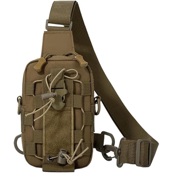 Molle Sling Crossbody Bag, 4.3L Small Utility Pouch, Waterproof Lightweight Waist Pack with Detachable Adjustable Strap for Outdoor Hiking Camping and Daily Carry