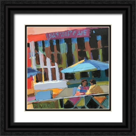 Mollica, Patti 20x20 Black Ornate Wood Framed with Double Matting Museum Art Print Titled - Bus Stop Cafe