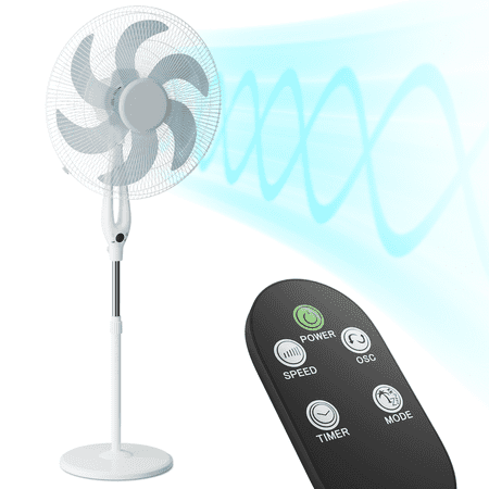 Mollie 17" 3-Speed Remote Controlled Free Standing Oscillating Pedestal Fans
