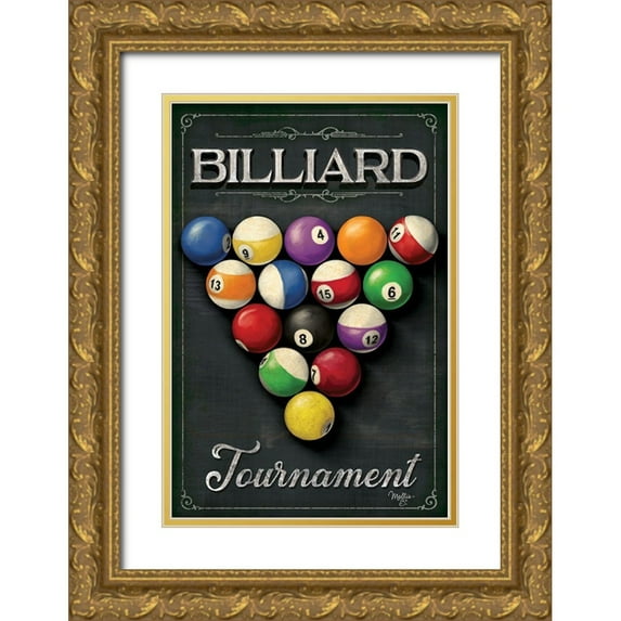 Mollie B. 11x14 Gold Ornate Wood Framed with Double Matting Museum Art Print Titled - Billiards Tournament