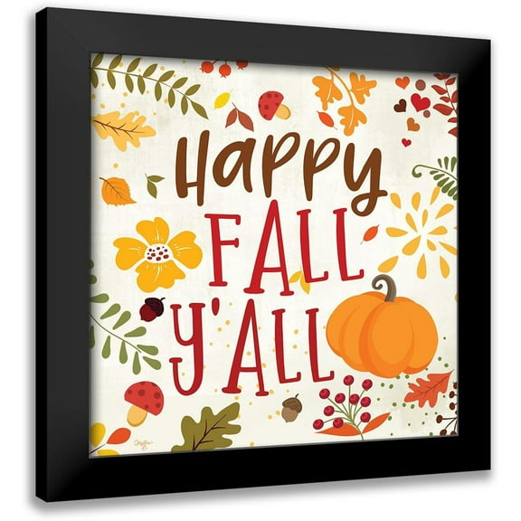 Mollie B. 12x12 Black Modern Framed Museum Art Print Titled - Happy Fall Yall