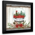 thumbnail image 1 of Mollie B. 12x12 Black Modern Framed Museum Art Print Titled - Let it Snow Red Truck, 1 of 5