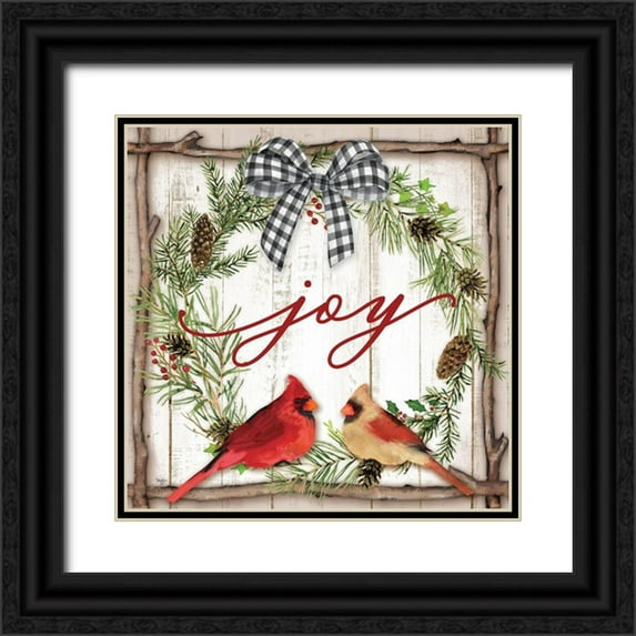 Mollie B. 12x12 Black Ornate Wood Framed with Double Matting Museum Art Print Titled - Joy Wreath