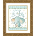 thumbnail image 1 of Mollie B. 12x14 Gold Ornate Wood Framed with Double Matting Museum Art Print Titled - Hello Baby Elephant Blue, 1 of 4