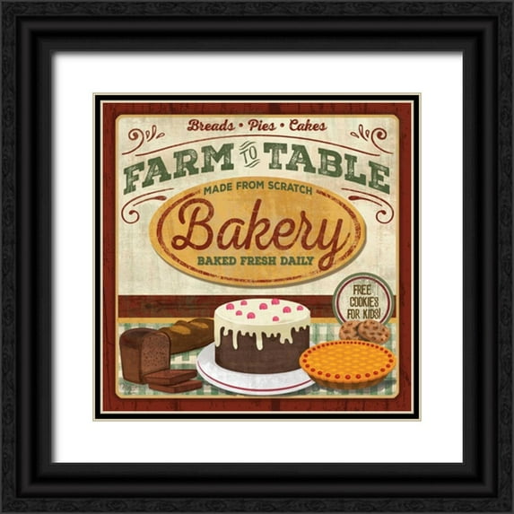 Mollie B. 15x15 Black Ornate Wood Framed with Double Matting Museum Art Print Titled - Farm to Table Bakery