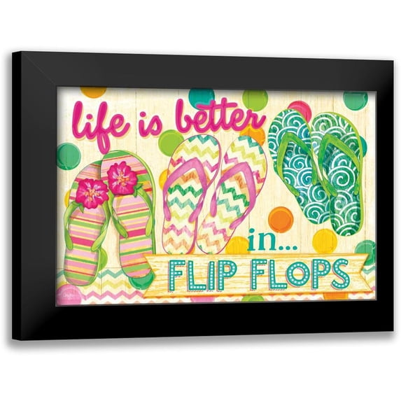 Mollie B. 18x13 Black Modern Framed Museum Art Print Titled - Life is Better in Flip Flops