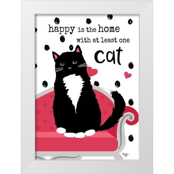 Mollie B. 18x24 White Modern Wood Framed Museum Art Print Titled - At Least One Cat