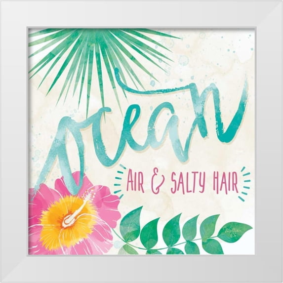 Mollie B. 20x20 White Modern Wood Framed Museum Art Print Titled - Ocean Air and Salty Hair