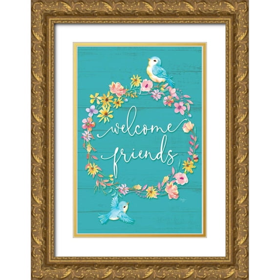 Mollie B. 23x32 Gold Ornate Wood Framed with Double Matting Museum Art Print Titled - Welcome Spring Family