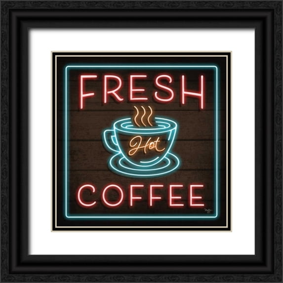 Mollie B. 26x26 Black Ornate Wood Framed with Double Matting Museum Art Print Titled - Neon Fresh Coffee