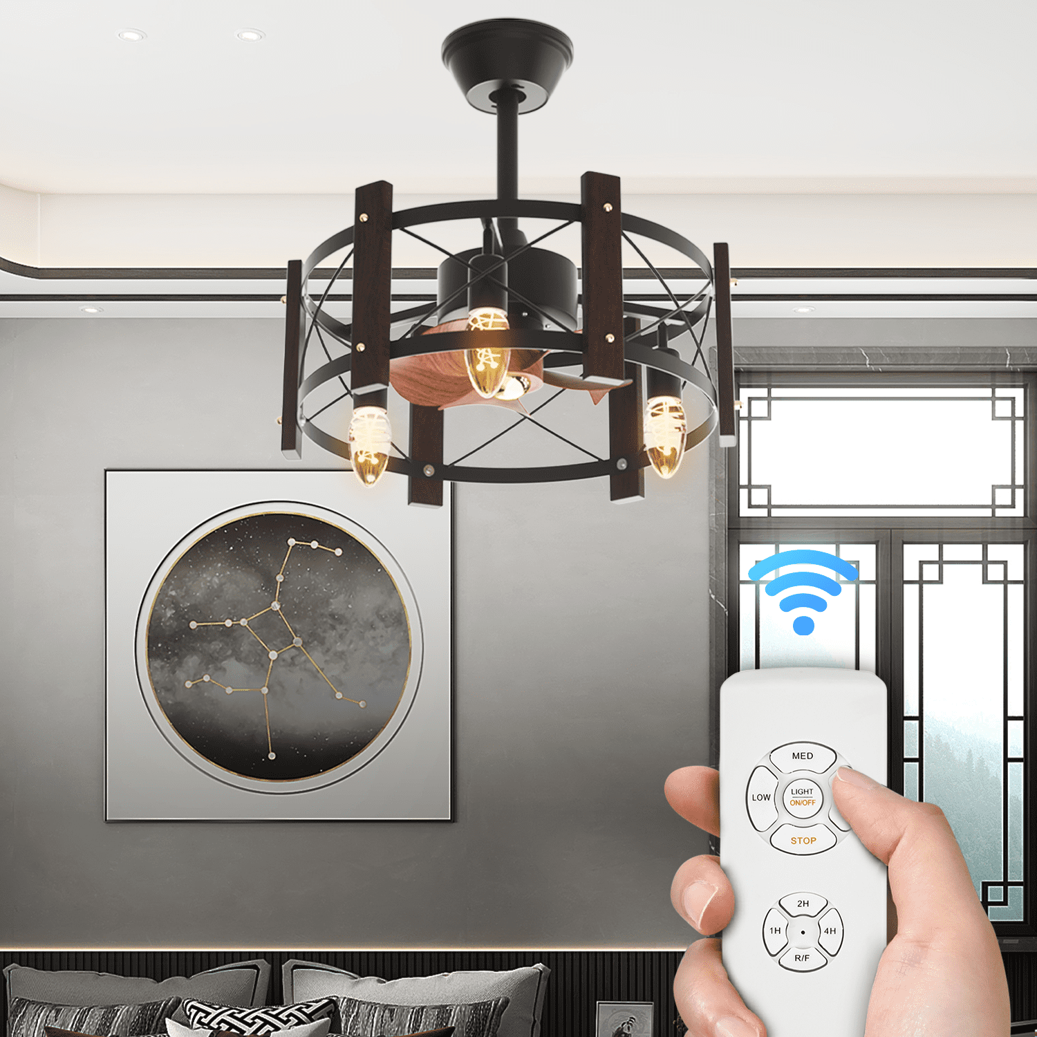 Mollie Caged Ceiling Fan With Remote