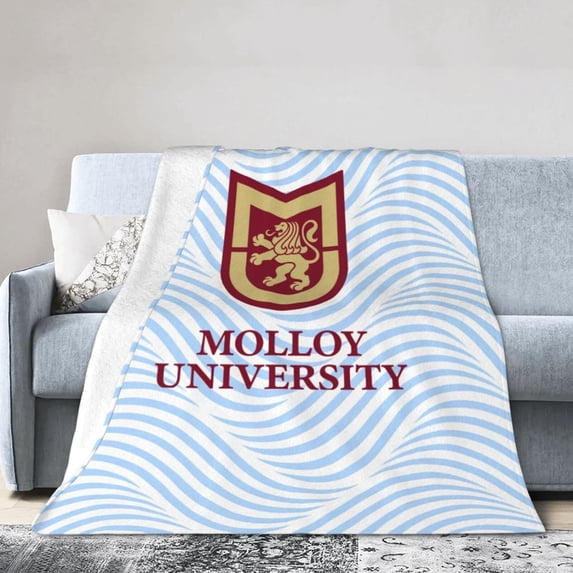 Molloy College Logo Fleece Blanket, Very Soft Microfiber Flannel Blanket for Couch Warm and Cozy for All Seasons