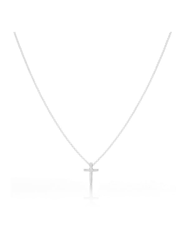 Molly B London Child's Sterling Silver Faith Diamond Cross Necklace for Baptism, Quinceañera and First Communion Gift